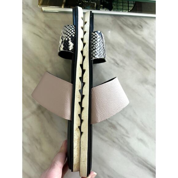 Sorel Mauve Pink & Snakeskin Slip On Flat Sandal - Picture 4 of 6